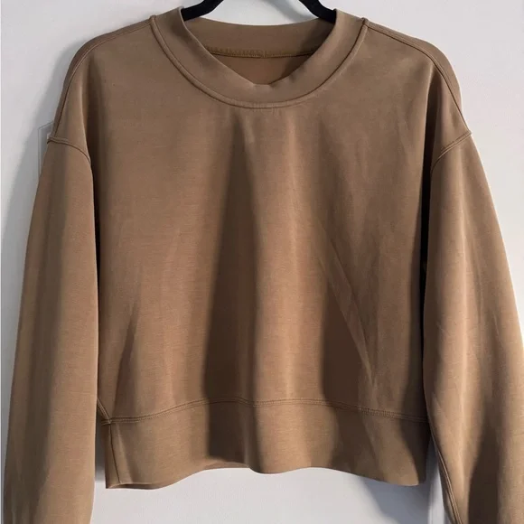 lululemon Cropped Crewneck Sweatshirt – Soft Stretch Fleece – Neutral Brown - Picture 1 of 4